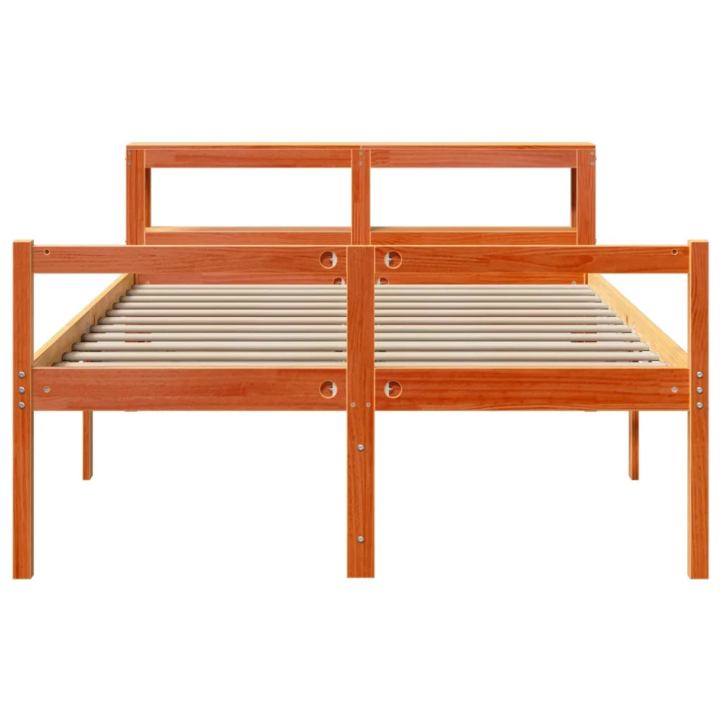 Giroletto con Testiera Marrone Cera 140x200 cm Massello Pino 3305883