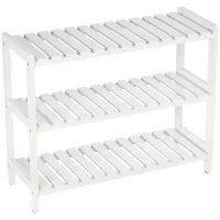 Scarpiera a 3 livelli, con ripiani a listelli, in legno di pino, 70 x 26 x 57,5 cm, Bianco