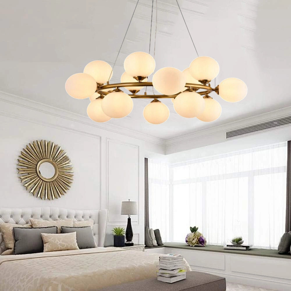 Trade Shop - Lampadario A Sospensione Contemporaneo In Metallo Bronzo Con 15 Sfere Attacco G9 B94 -