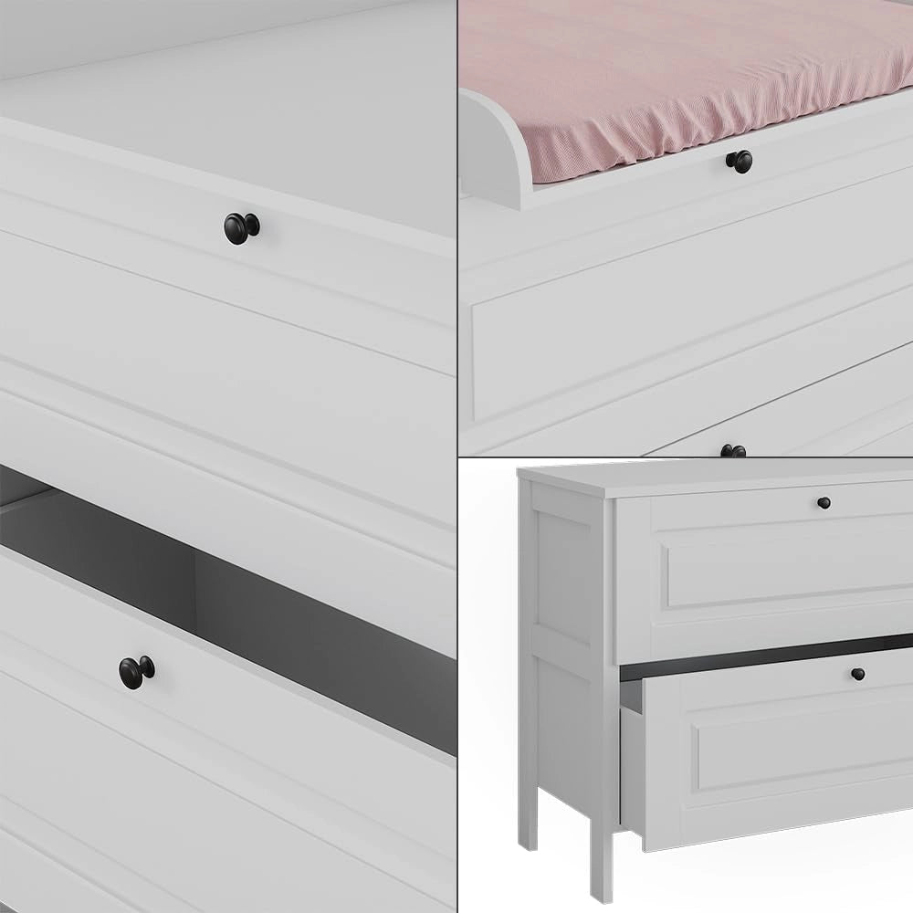 Fasciatoio Ajaton, Bianco, 108 x 98 cm con 2 cassetti, adatto per fasciatoi standard fino a 85 cm