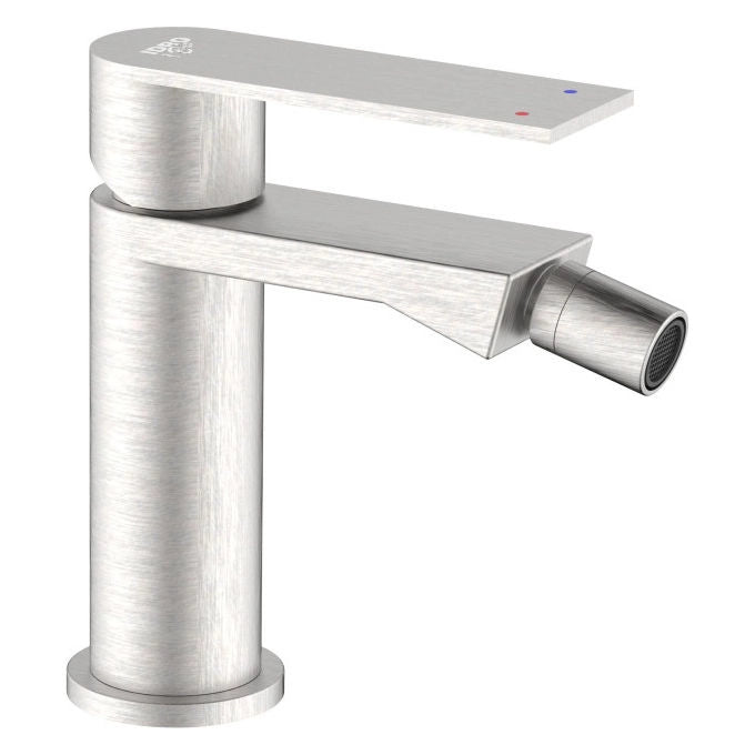 Idro Bric miscelatore bidet serie Solar, acciaio spazzolato argento, cartuccia ceramica 25 mm, aeratore orientabile, SS304