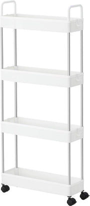 Trolley da cucina a 4 livelli con ruote e maniglie - 40 x 135 x 93 cm - bianco