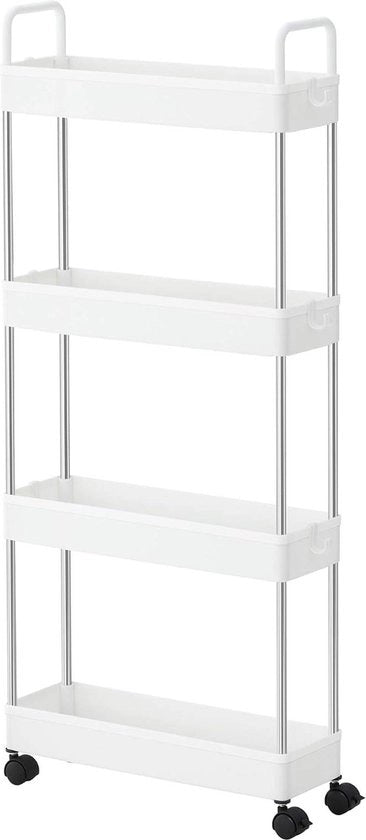 Trolley da cucina a 4 livelli con ruote e maniglie - 40 x 135 x 93 cm - bianco