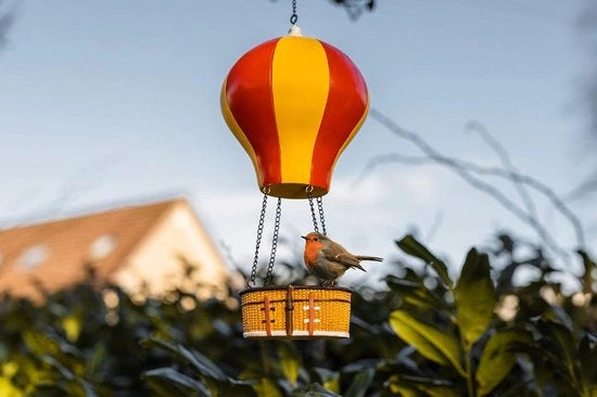 Casa per Uccelli Resistenti ai Meteorismi con Catena per Sospensione - Leggera e di Grande Capacità per Attrarre Uccelli Selvatici (Modello Hot Air Balloon)