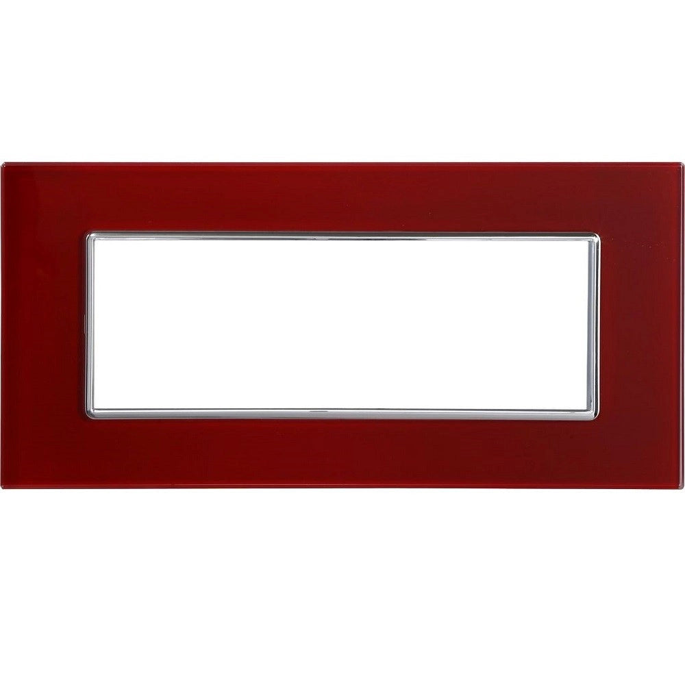 Trade Shop - Placca Cristal 3 4 6m Rosso Pompeiano Effetto Vetro Compatibile Bticino Axolute -