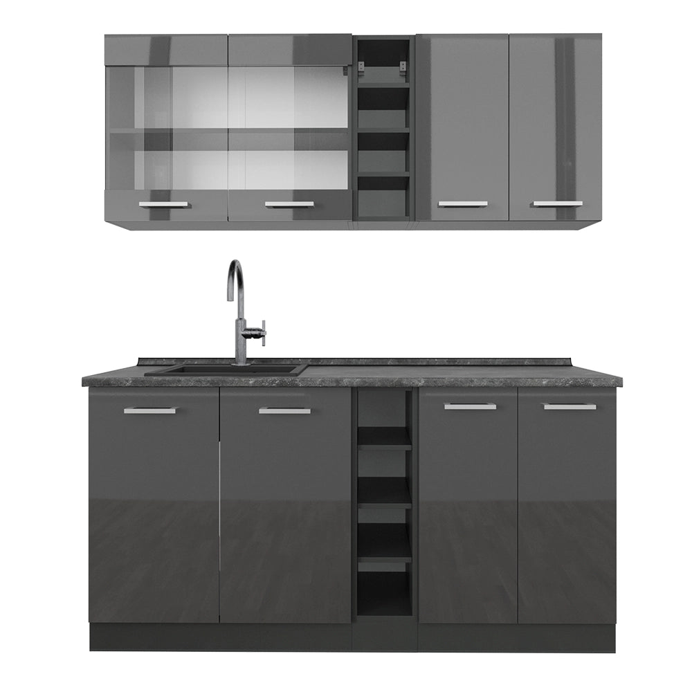 Vicco Cucina completa Antracite lucido/antracite 160 cm , PL Antracite