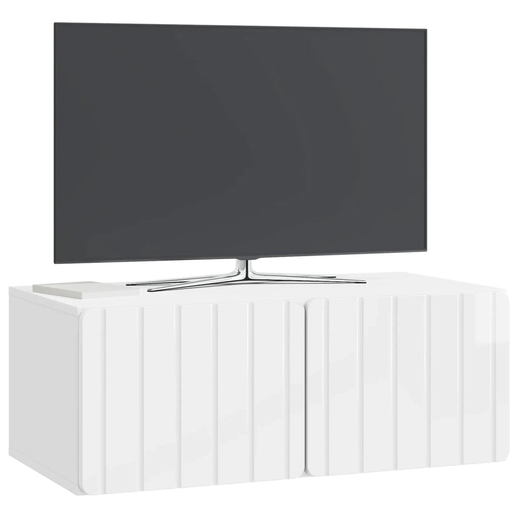 Mobile Porta TV da Muro Bianco Lucido 78,5 x 41 x 30 cm