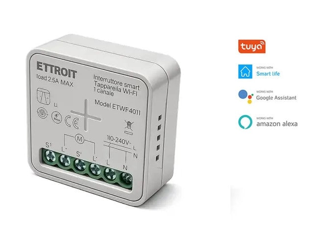 Interruttore Smart WiFi Tapparella 1 Canale 2.5A Modulo Controllo Motore Compatibile Tuya Alexa Google