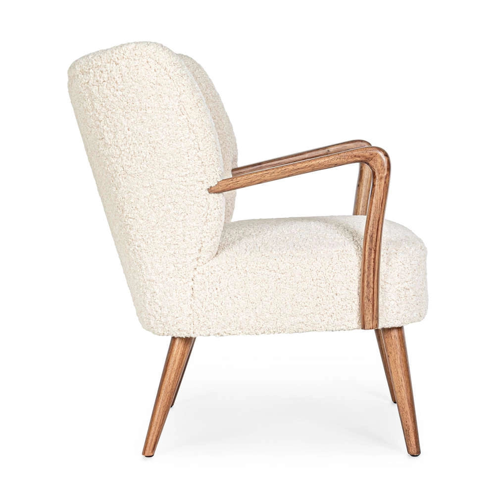 Poltrona Arredo in Legno e Tessuto Bianco Vintage Moritz Bizzotto