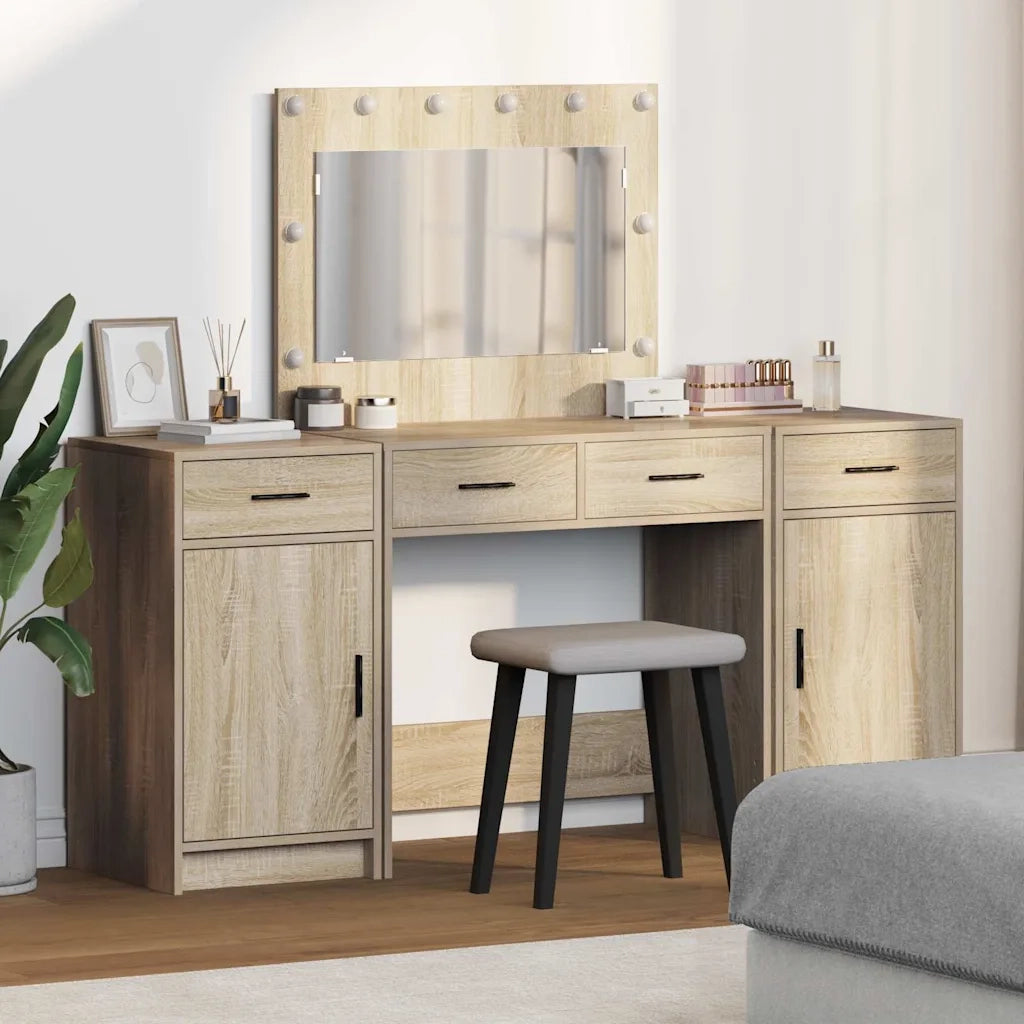 Tavolo da Trucco con cassetto 3 pcs Marrone Legno multistrato 3334247