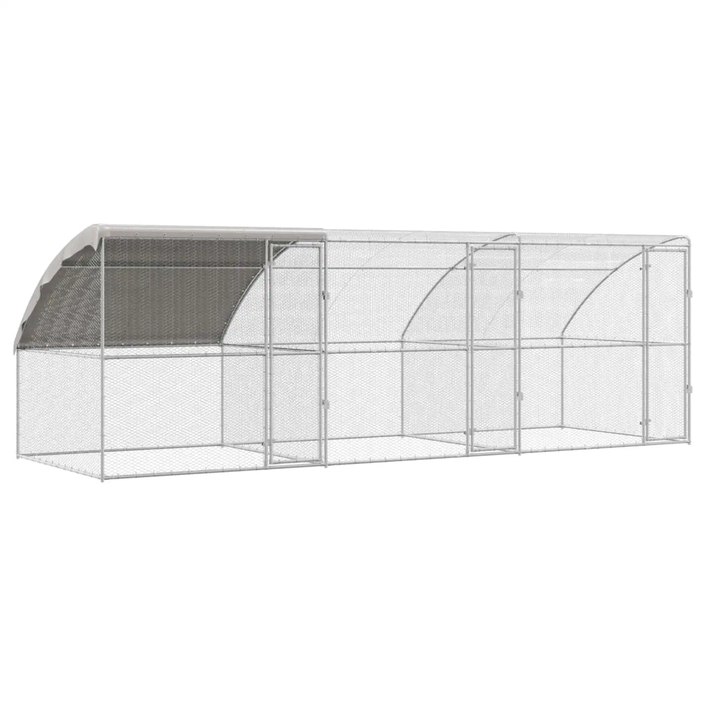 Gabbia per polli 3 pcs Argento 600 x 200 x 200 cm Acciaio e PE
