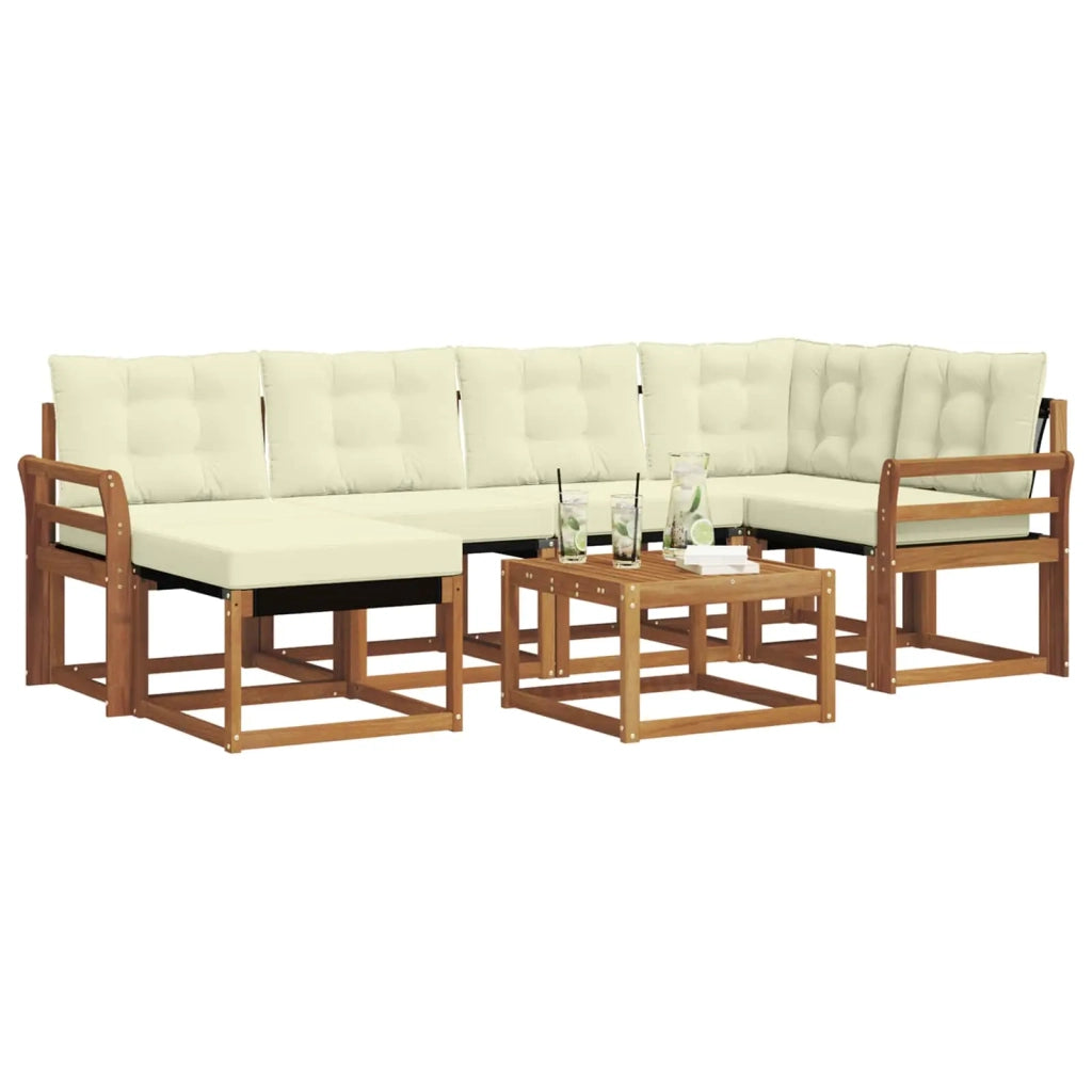 Set di divani da esterno con cuscino 7 pcs Naturale e Crema 3368857