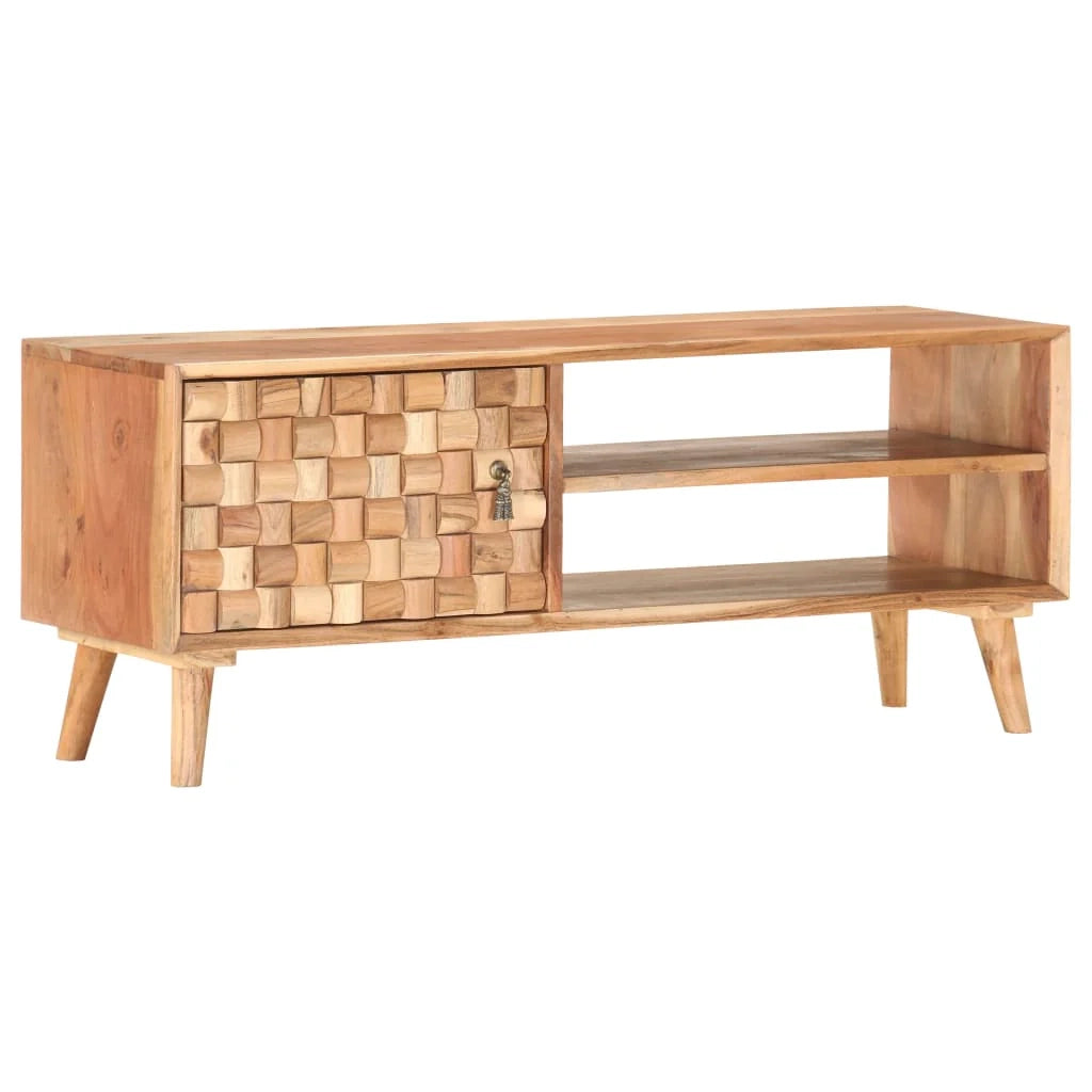 Mobile TV multimediale mensola TV credenza TV per sala da pranzo soggiorno camera da letto 100 x 35 x 40 cm legno massello di acacia marrone 02_0025483