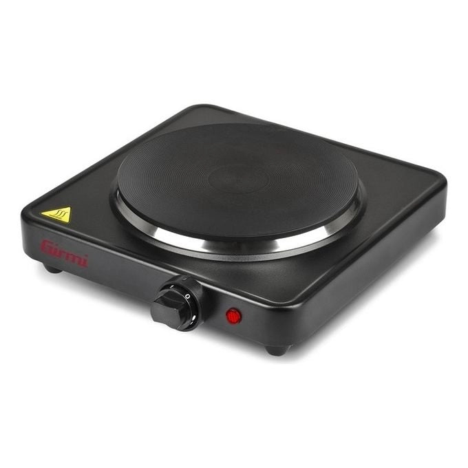 Girmi PE26 Fornello Elettrico Portatile 1 Piastra Ghisa 1500W 5 Livelli Temperatura colore Nero