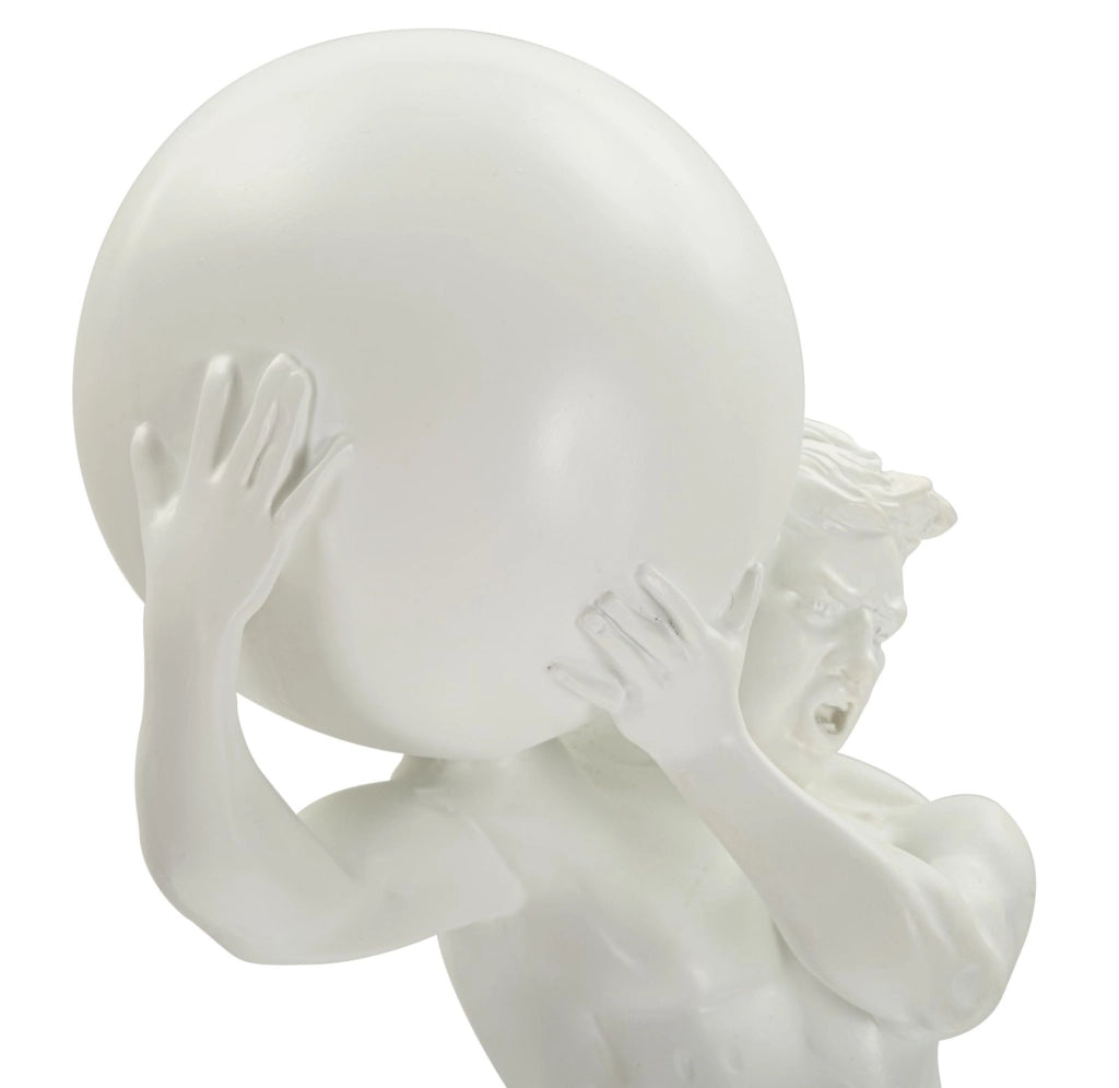 Statuetta Atlas 18x12,5x50 cm in Resina Bianco