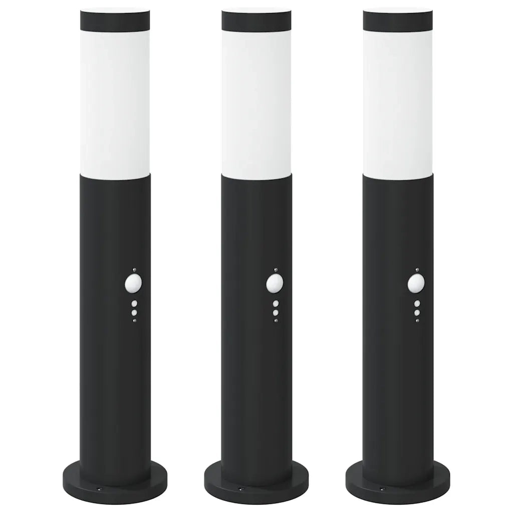 Lampioni a paletto con sensore 3 pz 50 cm Acciaio Inox IP44 4006030