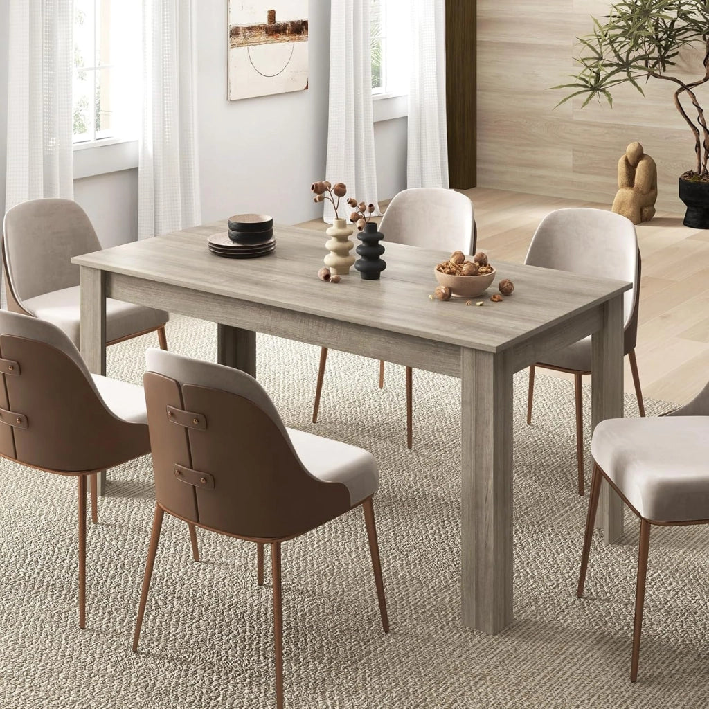 Tavolo da Pranzo 160 x 80 x 76 cm, Tavolo da Cucina Rettangolare con Piano Grande e Gambe Robuste, Tavolo per Massimo 8 Persone (Naturale)