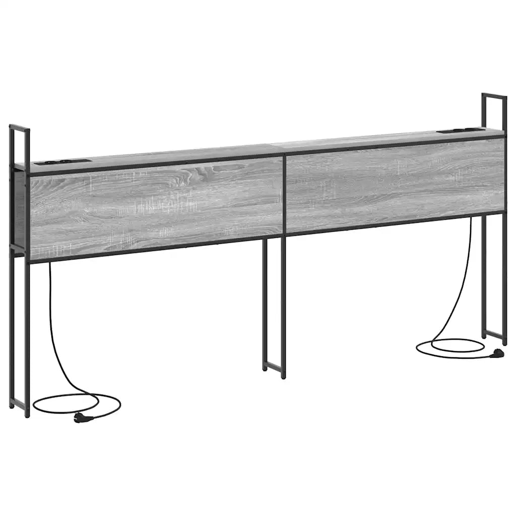Testiera con Stazione di Carica e Storage Grigio sonoma 859823