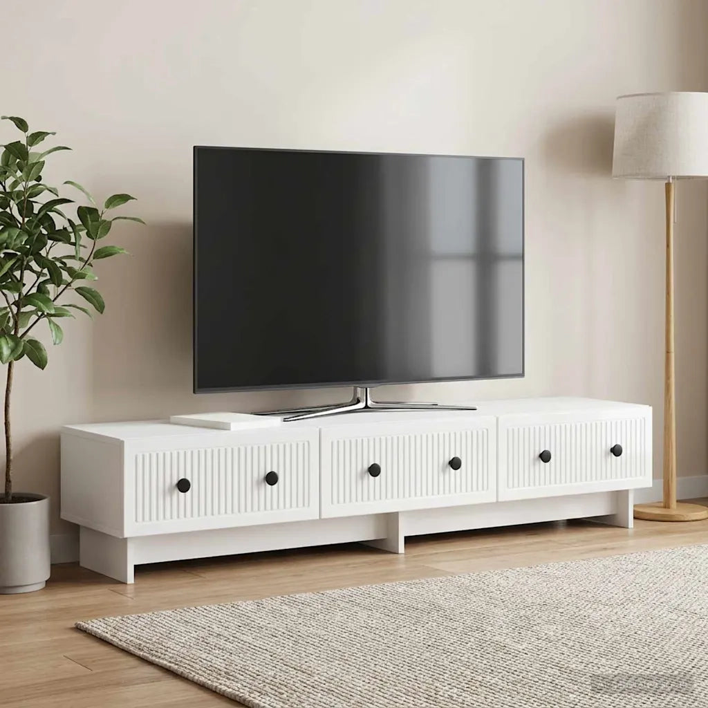 Mobile TV Bianco Lucido 147 x 34,5 x 30 cm Legno ingegnerizzato 894019