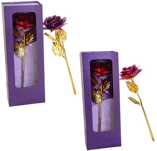 Due Pezzi di Fiori in Plastica - Rosa/Paese - Colore Rosso/Blu Scuro - Sostenibile - Regalo per la Festa della Mamma - Decorazione per la Casa - Fiori Artificiali