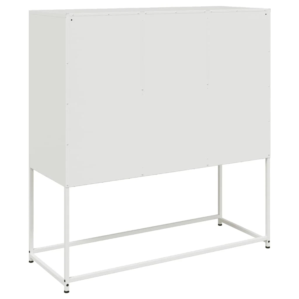 Buffet credenza cassettiera armadio mobile contenitore organizer per cucina soggiorno salotto 100,5 x 39 x 107 cm acciaio bianco 02_0030144