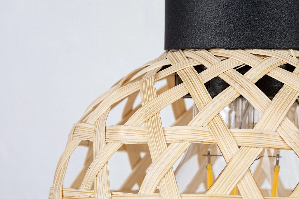 Applique boho in rattan nero E27 da interno Rabalux