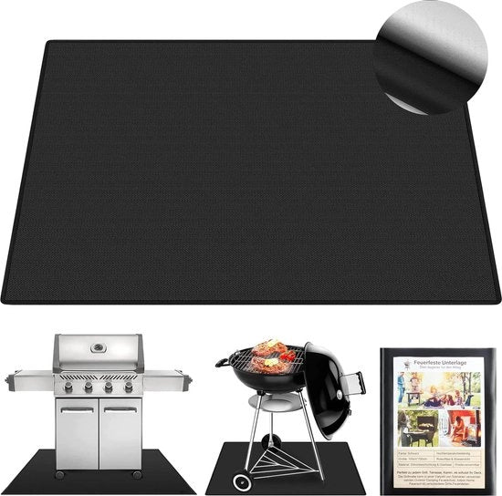 Matte per pavimento resistente al calore, 100 x 150 cm, resistente al fuoco fino a 1800°C, tappeto per griglia, protezione pavimento, tappeto per esterno, mat mat per barbecue a gas e carbone