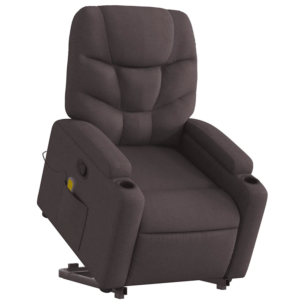 Poltrona Alzapersona Massaggi Reclinabile Marrone Scuro Tessuto 3204613