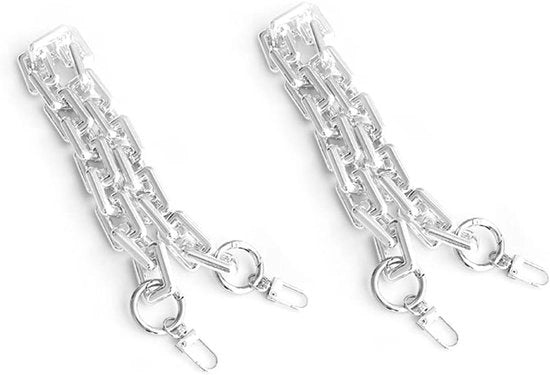 Sacchetto per portafoglio in pelle sintetica acrilica con maniglia a catena da 30 cm, sostituzione cinturino portafoglio - Borse da mano e borse da spalla - Argento