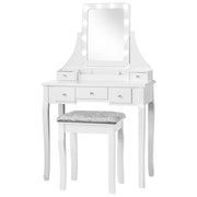 Tavolo da toeletta tavolo da trucco 80 x 40 x 135,5 cm specchio girevole con 10 luci LED design moderno in MDF bianco 20_0011533