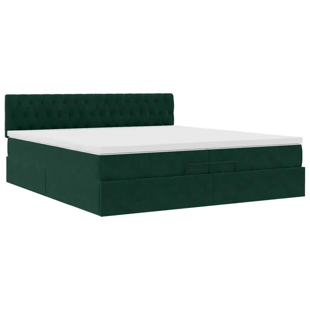 Struttura Letto Pouf con Materasso 200x200 cm in Velluto 3311870