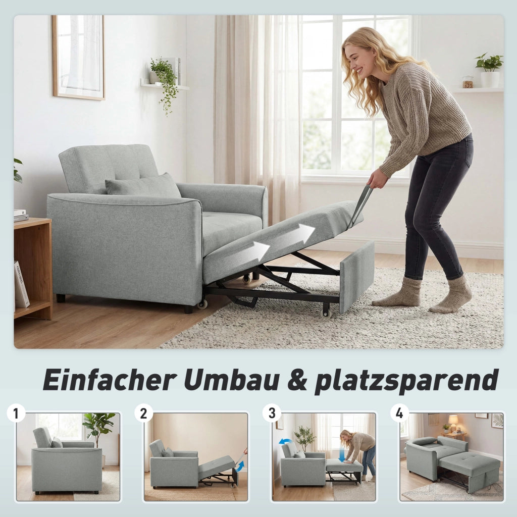 Sedia letto estraibile con schienale regolabile ¨C zephmum ¨C grigio