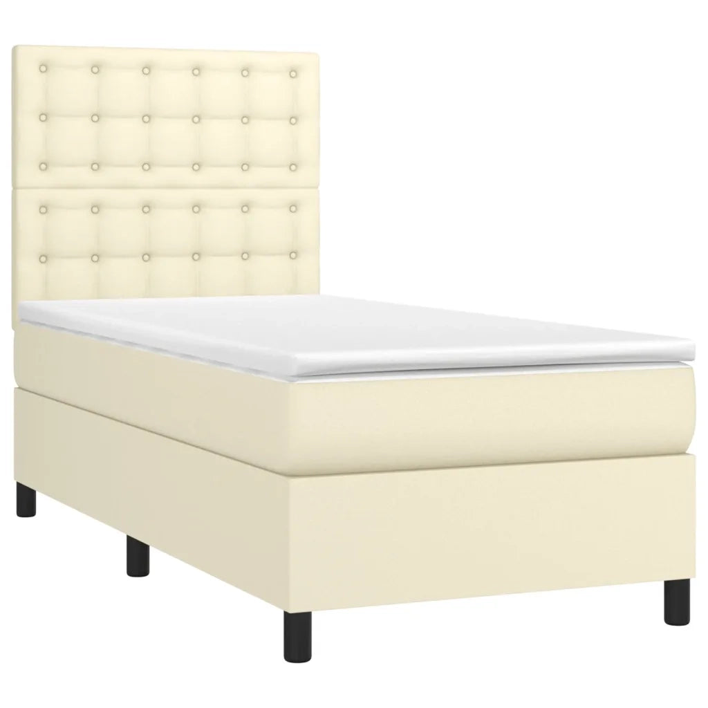 Giroletto a Molle con Materasso Crema 90x190 cm in Similpelle cod mxl 55201