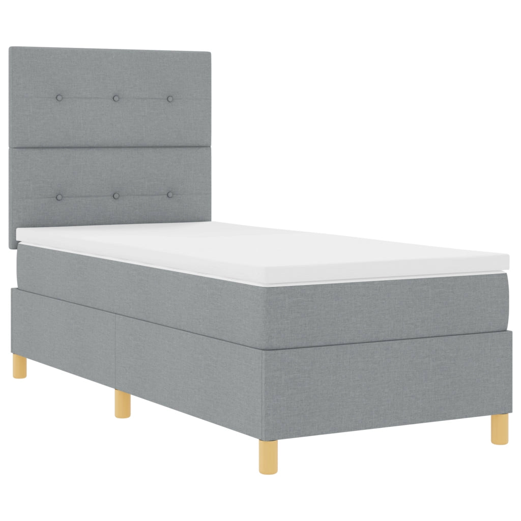 Letto con Box Spring Grigio Chiaro 80x200 cm Tessuto