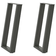 Gambe per tavolo consolle a forma di U 2 pz Antracite 38x(72-73) cm Acciaio 4012782