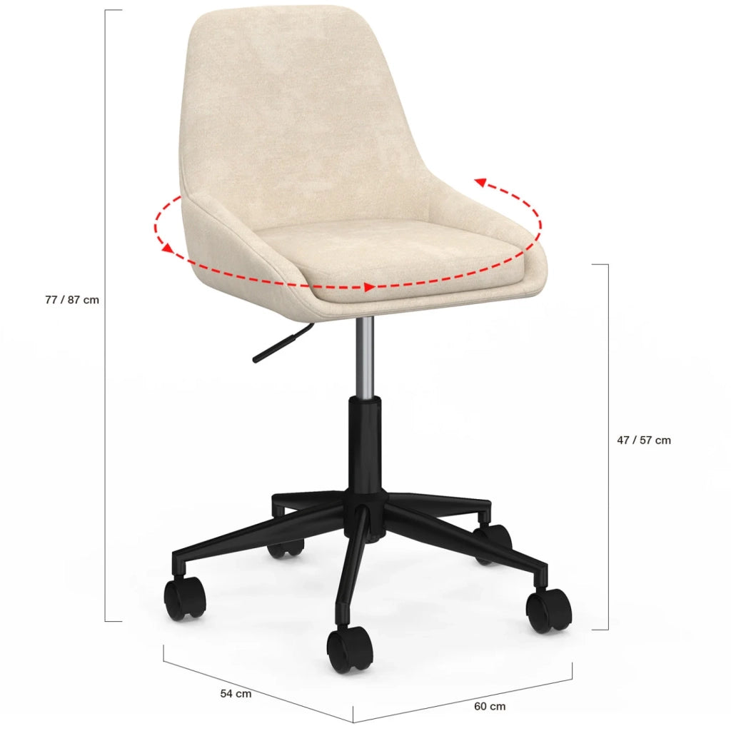 IDMarket - Sedia da ufficio MARTIN in tessuto cinigliato beige, girevole e regolabile in altezza su rotelle