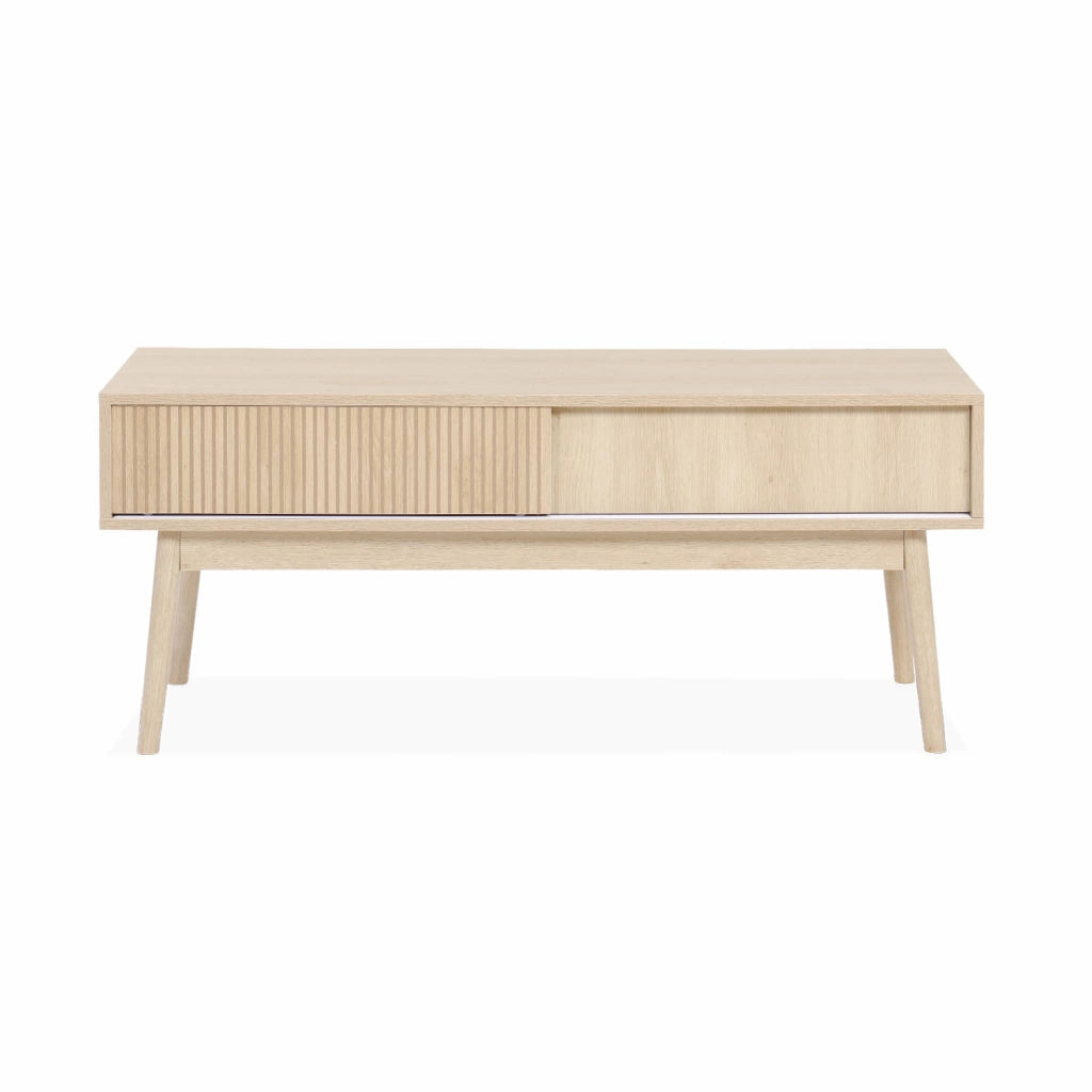 Mobile tv scandinavo a 2 ante effetto legno, 115cm, marrone naturale