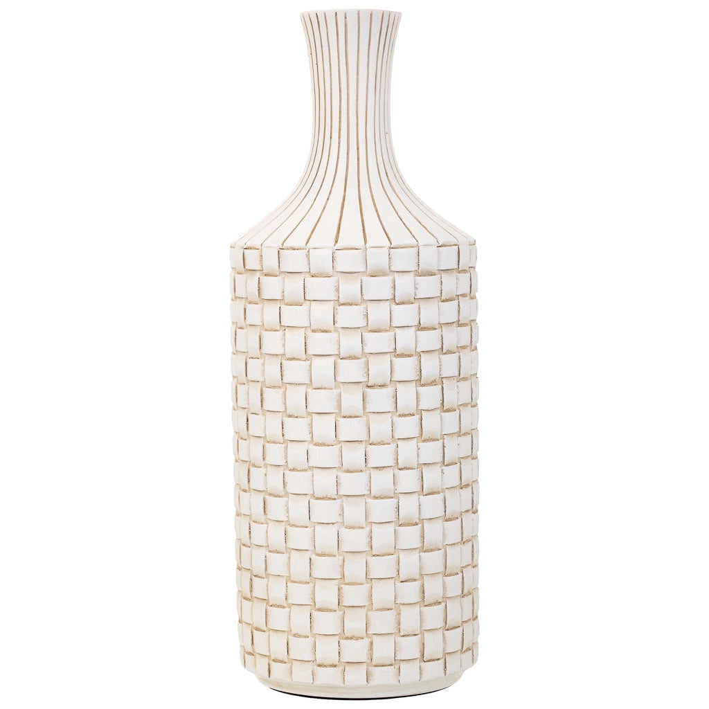 Vaso in poliresina bianco 14,5x14,5x39,5h