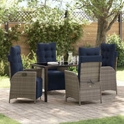 Set da Pranzo per Giardino 5 pcs Grigio e Nero Rattan 3380584