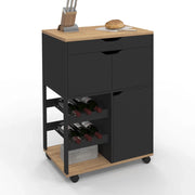 IDMarket - Credenza COSY con armadietti e portabottiglie in legno e nero
