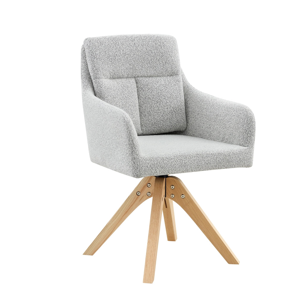 Sedia da Pranzo Girevole Set da 2 con Schienale Alto Ergonomico e Braccioli, in Tessuto Velluto Grigio Chiaro