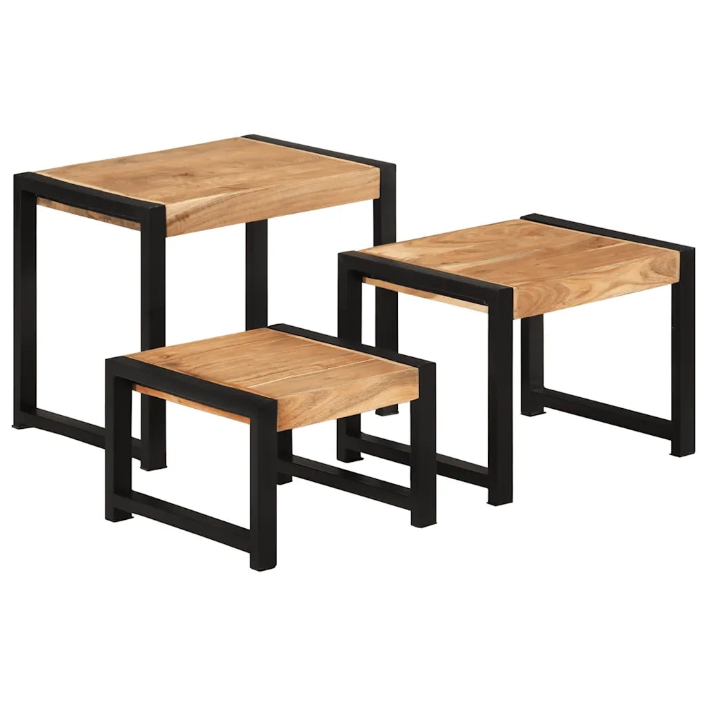 Tavolini a Incastro 3 pz in Legno Massello di Pino 321552