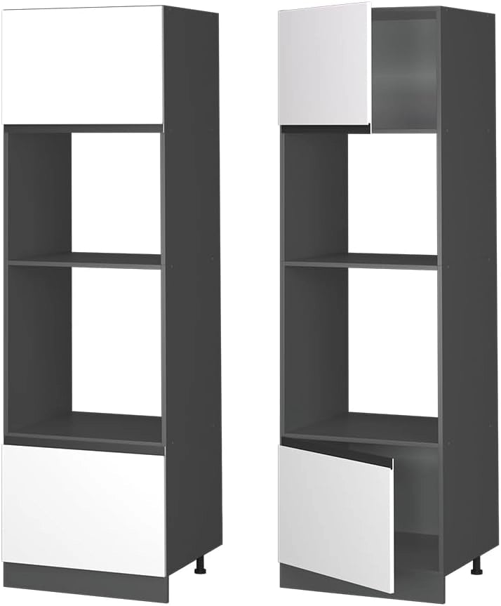Mobile cucina microonde R-Line, Bianco, 60 cm Forma a J, per la libera combinazione all'interno di sistemi cucina modulari