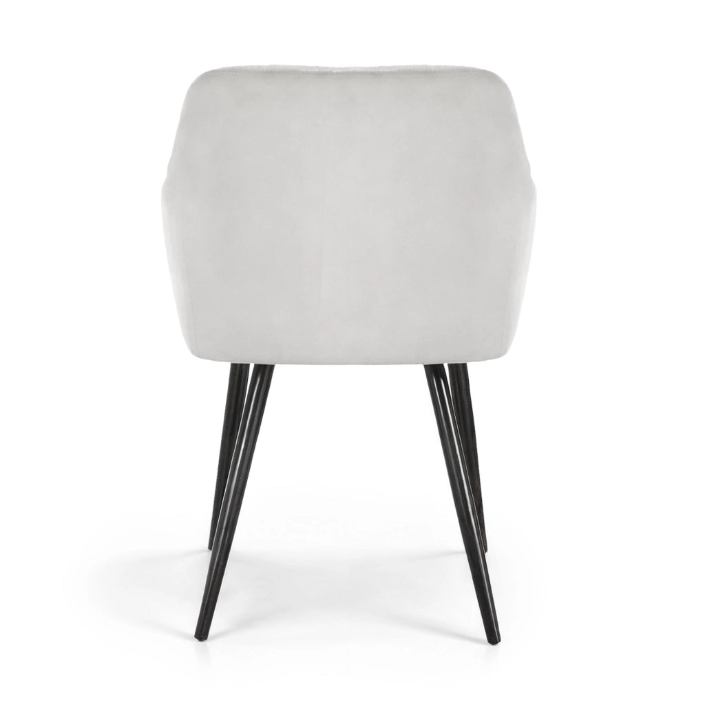 Set di 2 Sedie in velluto con cuciture a rombi VELTO Grigio gambe nere