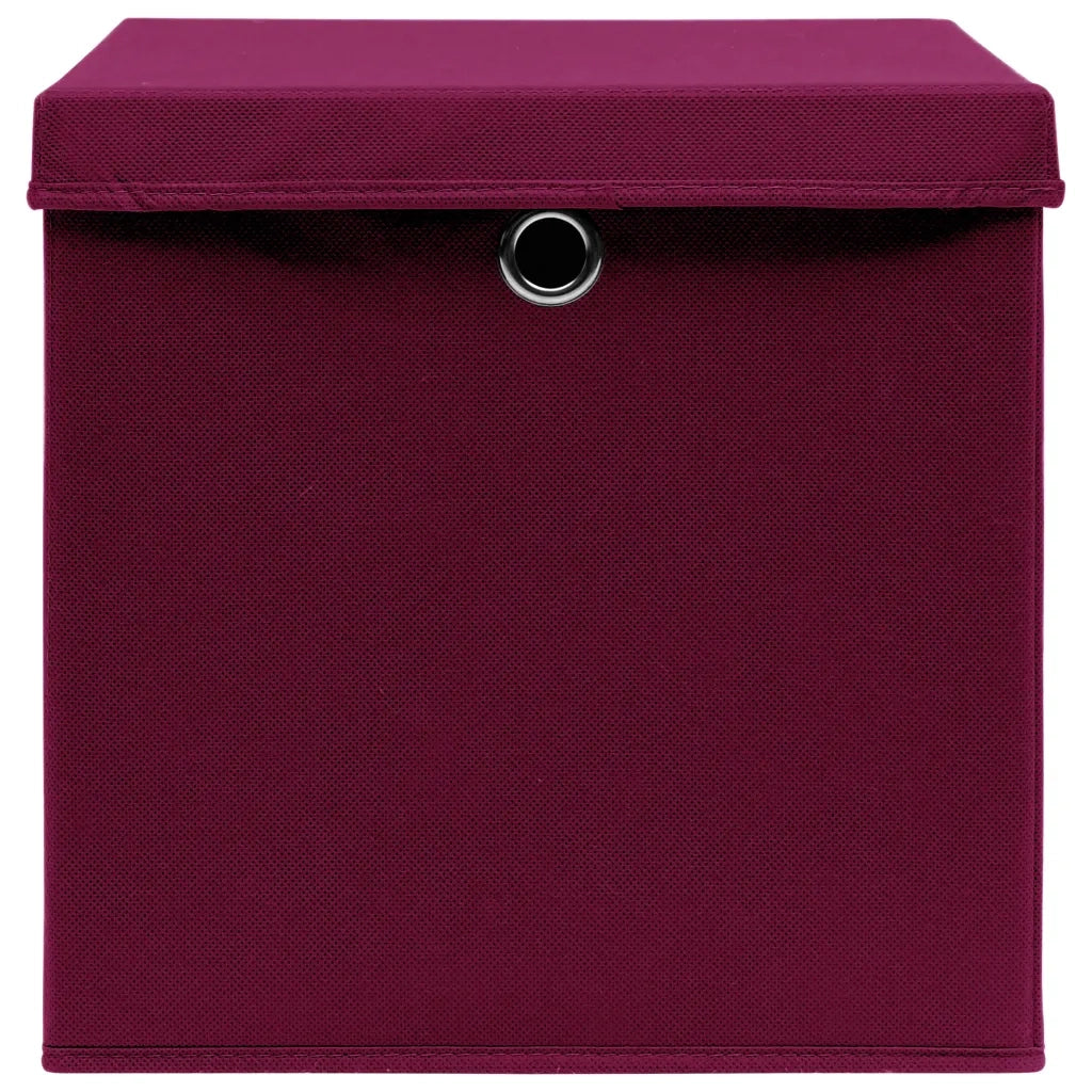 Contenitori con Coperchio 4 pz 28x28x28 cm Rosso Scuro cod mxl 46416
