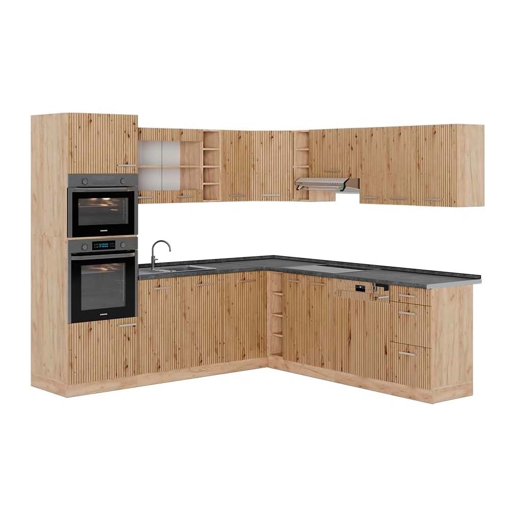 Vicco Cucina angolare completa Rovere artigianale/rovere Goldkraft 237 x 247 cm , PL Antracite