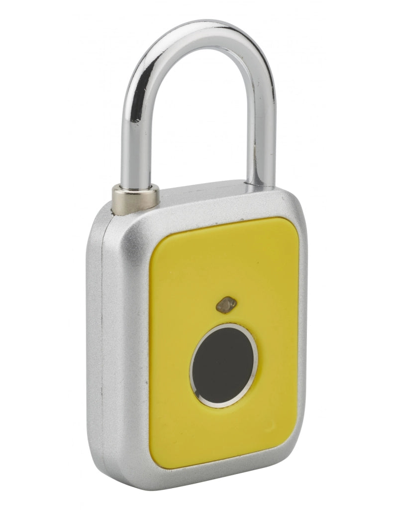 Lucchetto biometrico a impronta digitale, da esterno, arco in acciaio, 45 mm, giallo – THIRARD