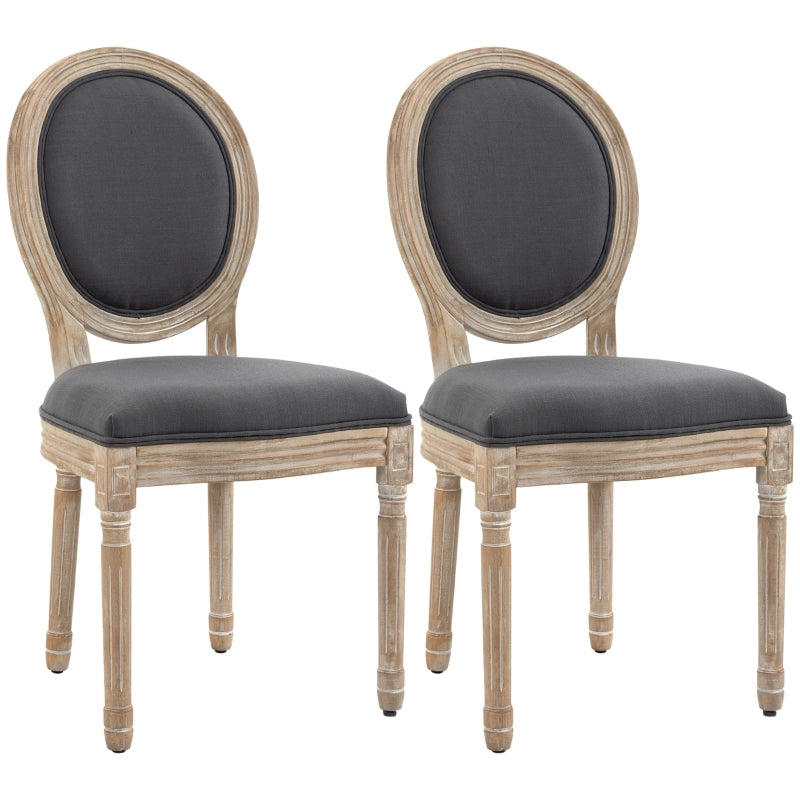 Sedie da sala da pranzo set da 2 con schienale imbottito e piedini regolabili in legno e metallo grigio