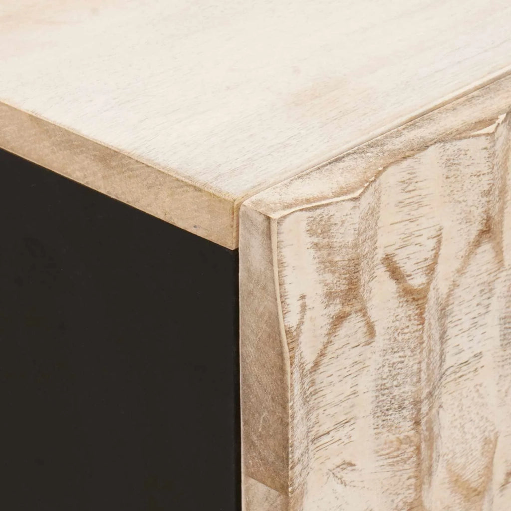 Comodino | Armadio da Notte | Mobiletto da notte Bianco 50 x 33 x 60 cm Legno di mango massello