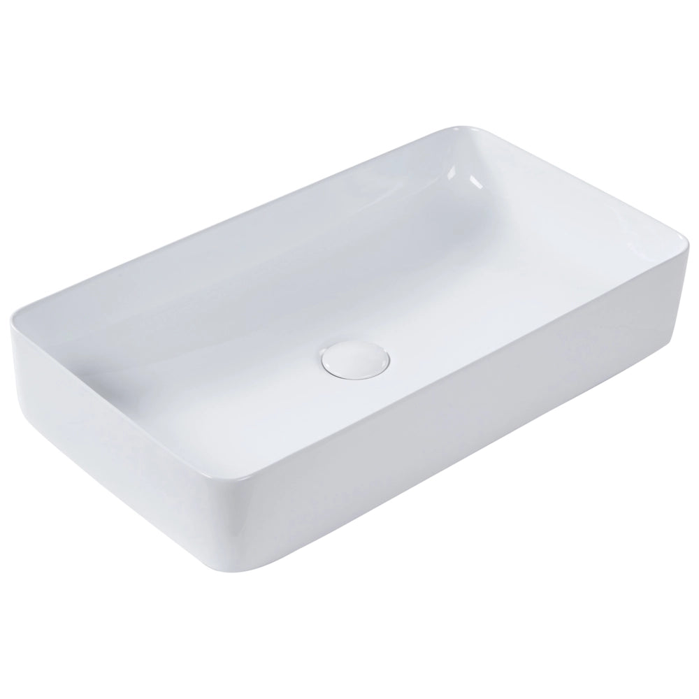 Lavabo da appoggio in ceramica con finitura lucida bianca 610 x 350 mm Lavello da bagno rettangolare